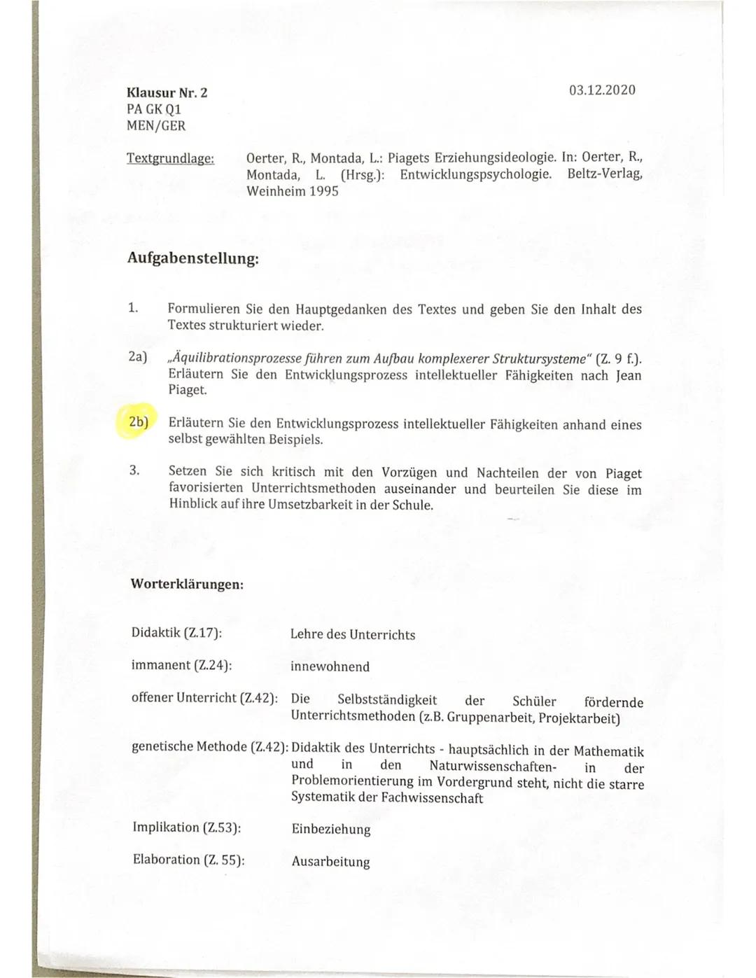 10
15
20
25
30
35
Piagets Erziehungsideologie
Piagets konstruktivistisches Modell der Entwicklung ist nicht mit einer Reifungstheorie
zu ver