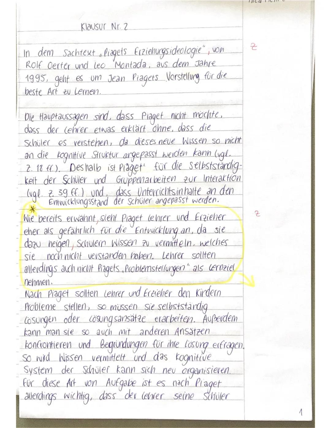 10
15
20
25
30
35
Piagets Erziehungsideologie
Piagets konstruktivistisches Modell der Entwicklung ist nicht mit einer Reifungstheorie
zu ver