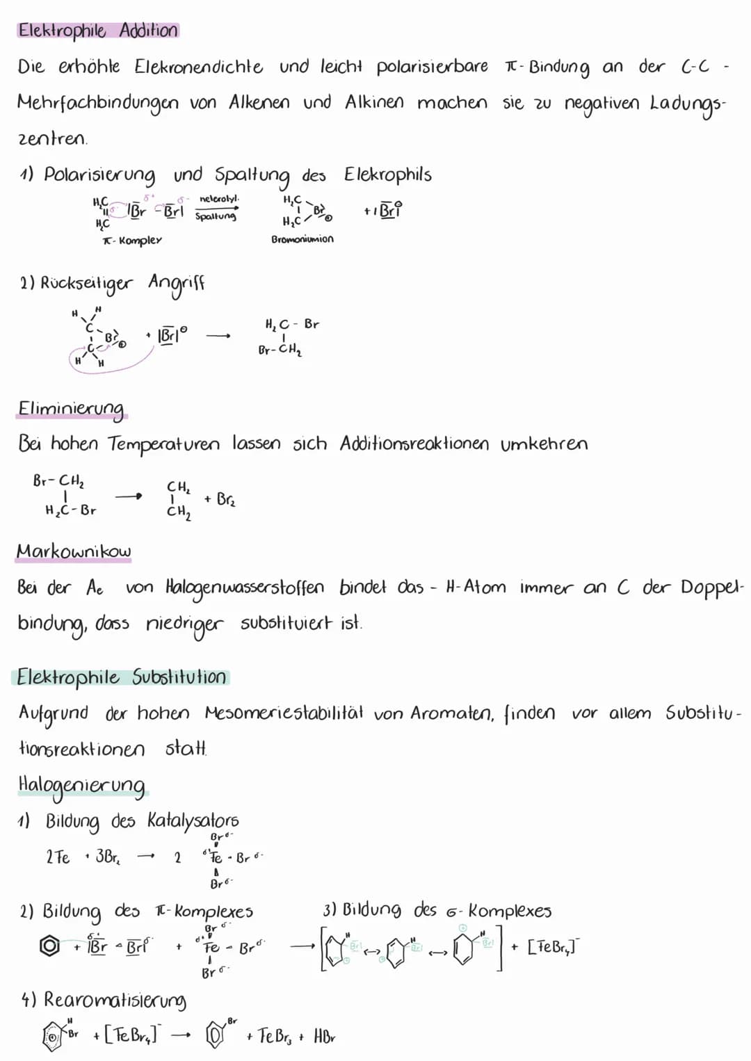 Radikalische Substitution
1) Start reaktion
Br-Brl
2) Kettenreaktion
H
I
H-C.
H
Licht
H
H-C-H + Brli -
H
3) Abbruchreaktion
H
-
+ Br₂
+
21Br