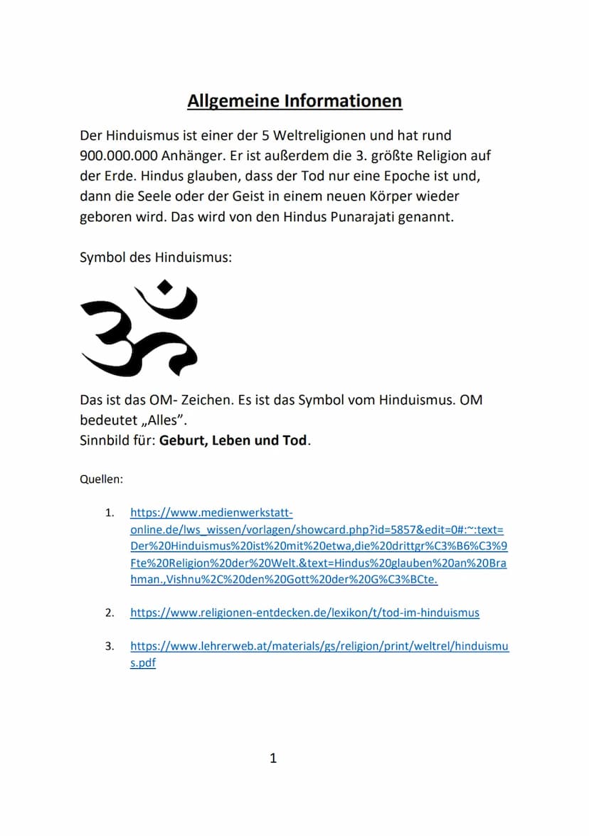 Der
Hinduismus
SIBBENEN Inhaltsverzeichnis
Thema
Allgemeine Informationen
Wie, wo und wann ist der Hinduismus entstanden?
Gottheiten der Hin