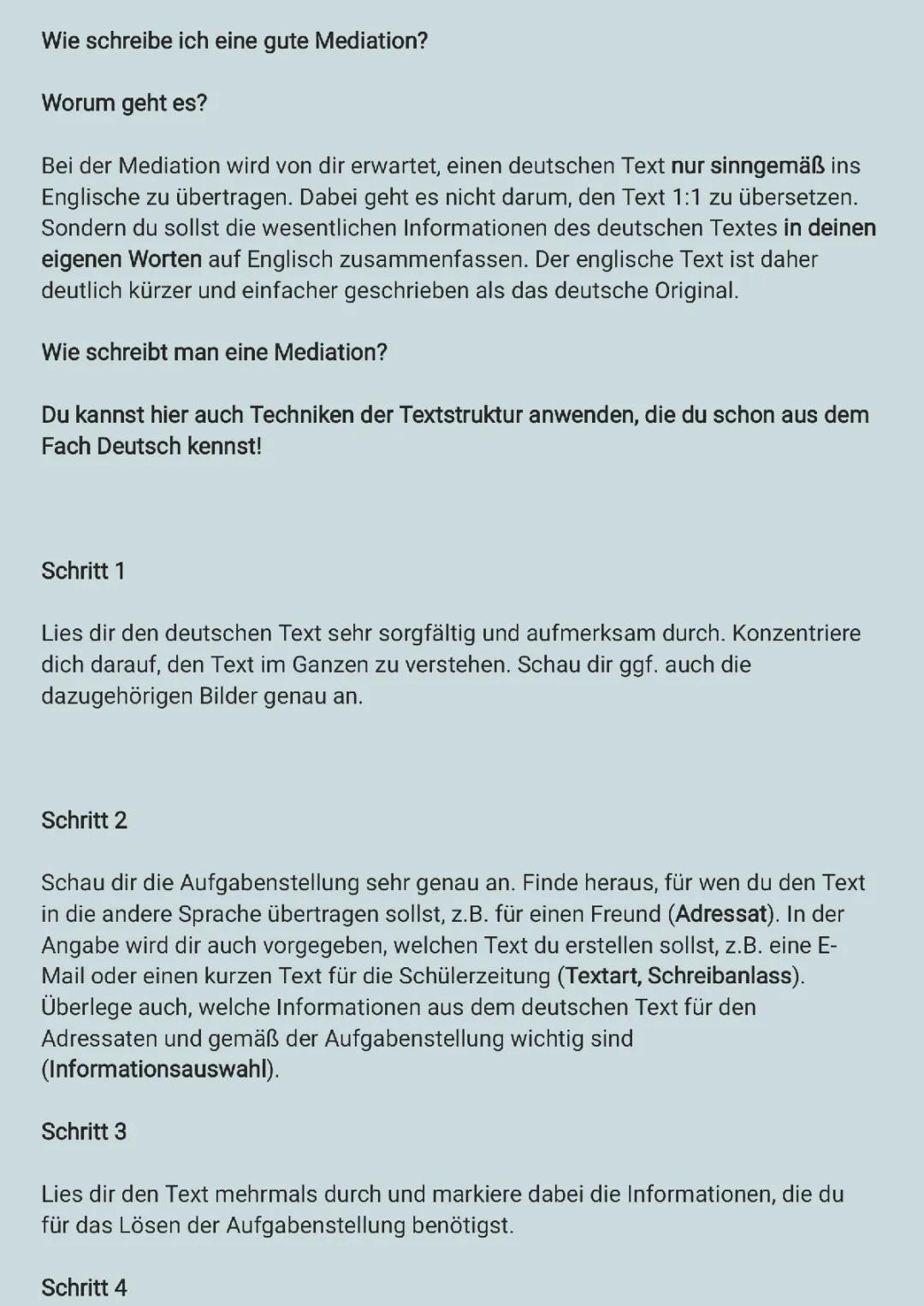 Eine gute Mediation schreiben