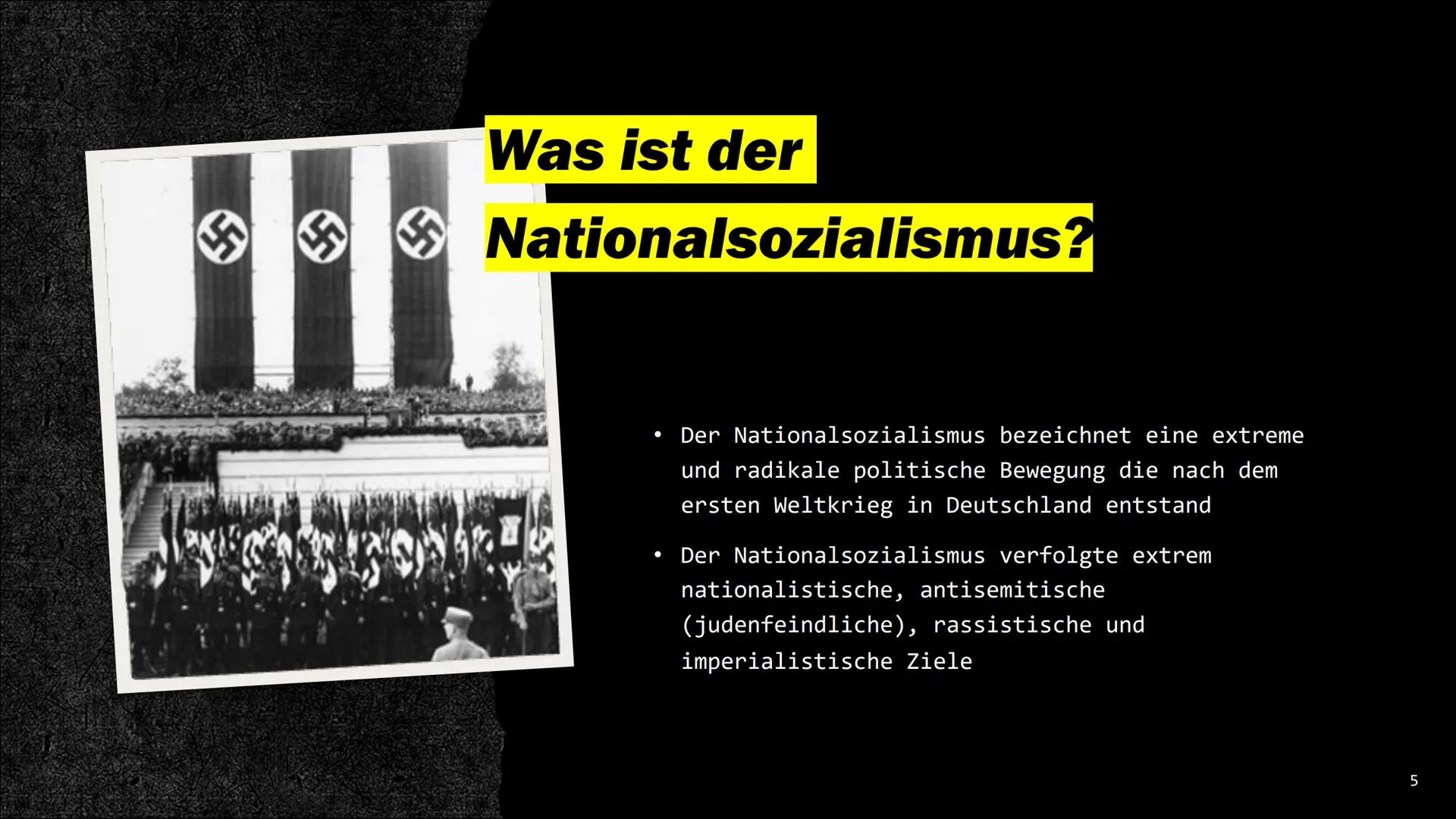 # Der

Nationalsozialismus # Was seht ihr hier? Adolf Hitler

Die bekannteste
Person, wenn man an
die NS-Zeit denkt.

3 # Inhalt

*   Was is
