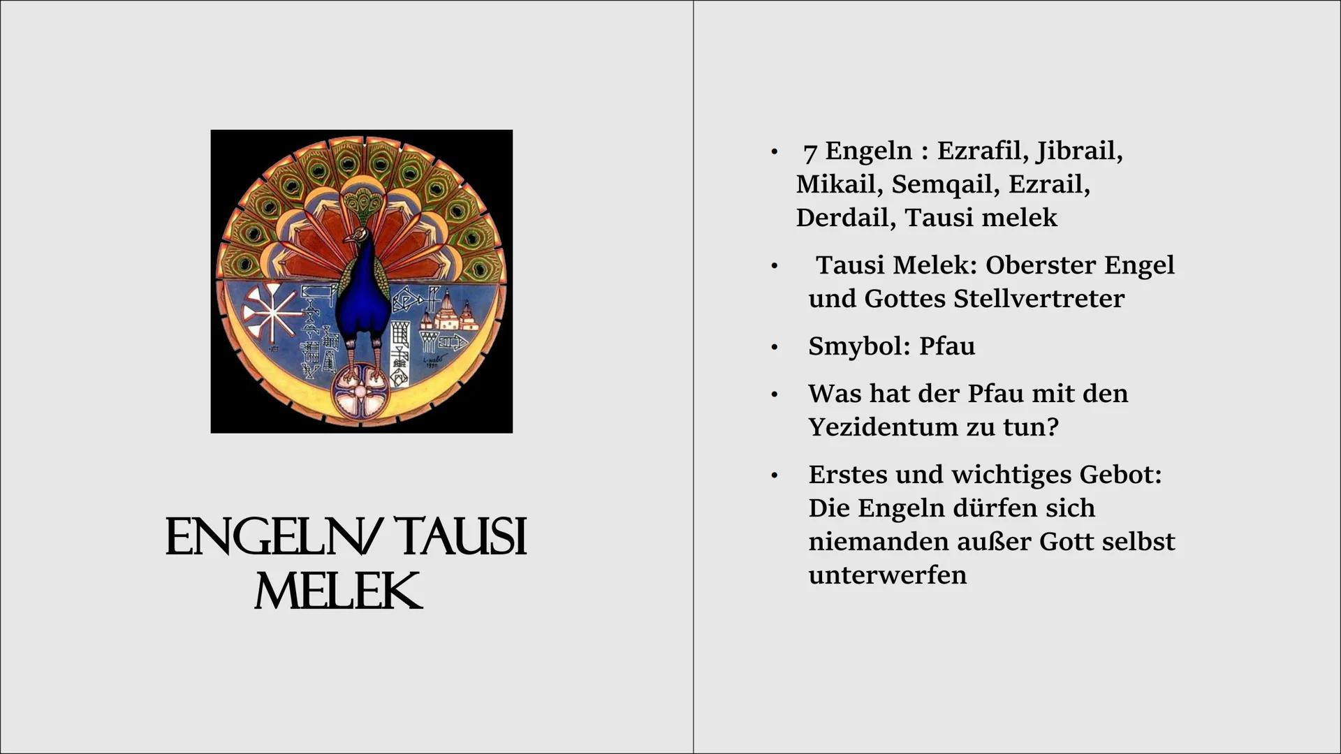 DAS
JESIDENTUM
Von Galawezh www
INHALTSANGABE
. Das Jesidentum
Engeln
Gebete
Gebote und Verbote
Heilige Symbole und Gegenstände
• Wie erfogl