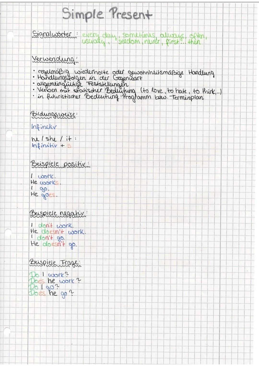 Simple Present
Signalwärter every day, sometimes, always, often,
usually, seldom never, first... then
Verwendung
regelmäßig wiederholte oder