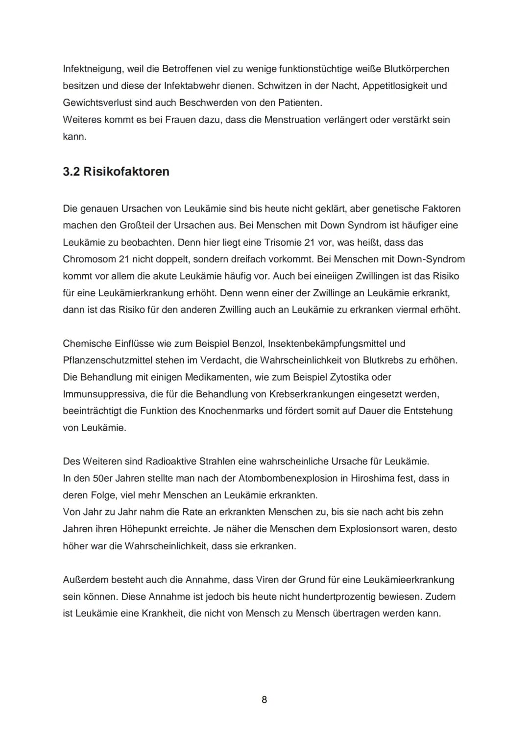 Inhaltsverzeichnis:
1. Einleitung...
1.1 Was ist Blut?
1.2 Was ist Leukämie?
2. Welche Arten gibt es?
2.. Akute lymphatische Leukämie (ALL)
