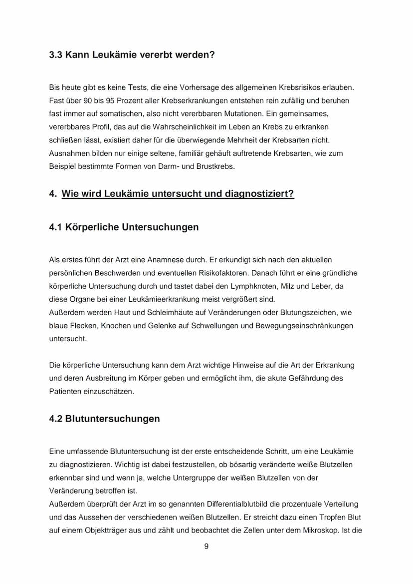 Inhaltsverzeichnis:
1. Einleitung...
1.1 Was ist Blut?
1.2 Was ist Leukämie?
2. Welche Arten gibt es?
2.. Akute lymphatische Leukämie (ALL)
