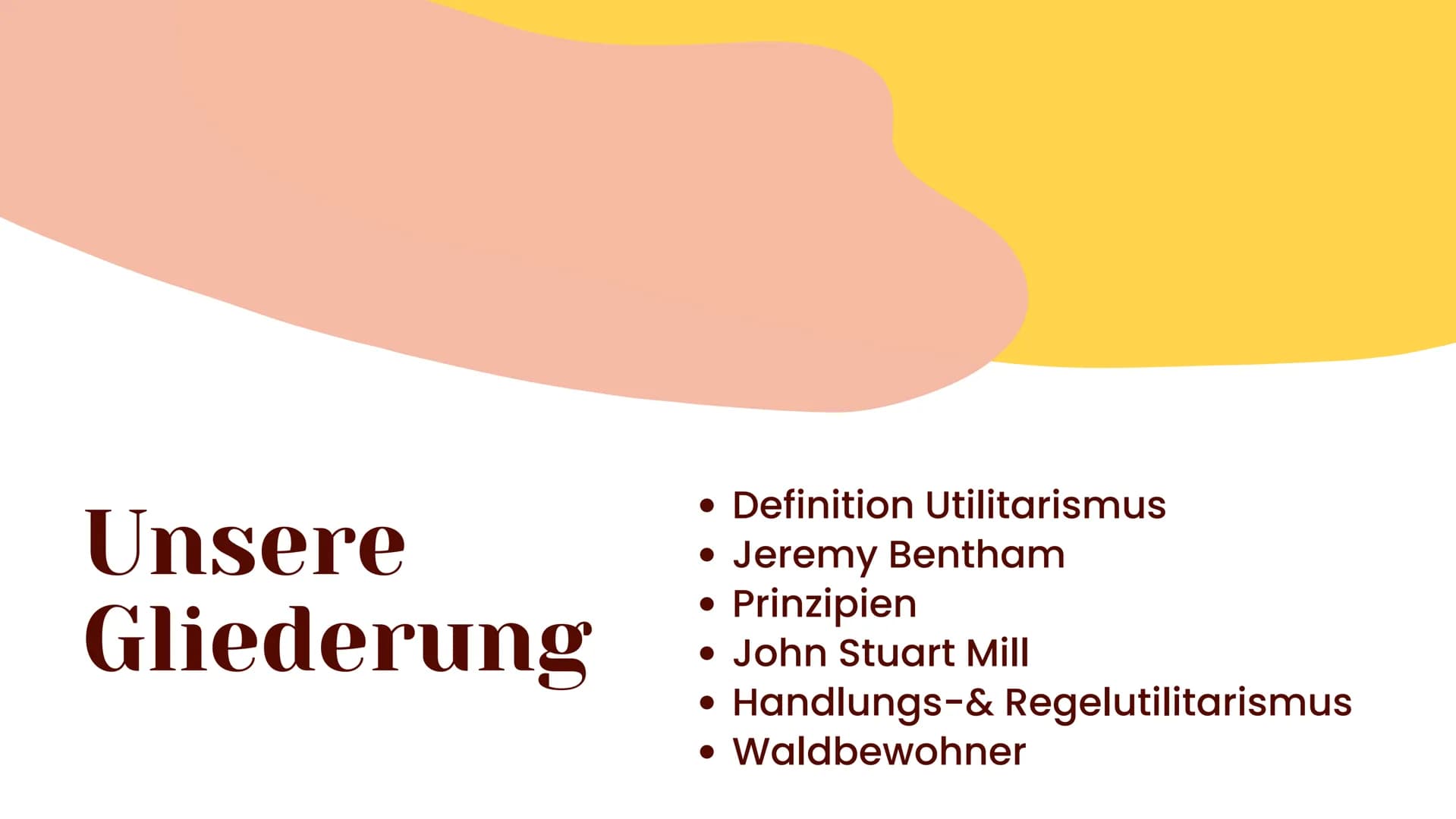Alttarismus Unsere
Gliederung
• Definition Utilitarismus
Jeremy Bentham
Prinzipien
John Stuart Mill
Handlungs-& Regelutilitarismus
Waldbewoh