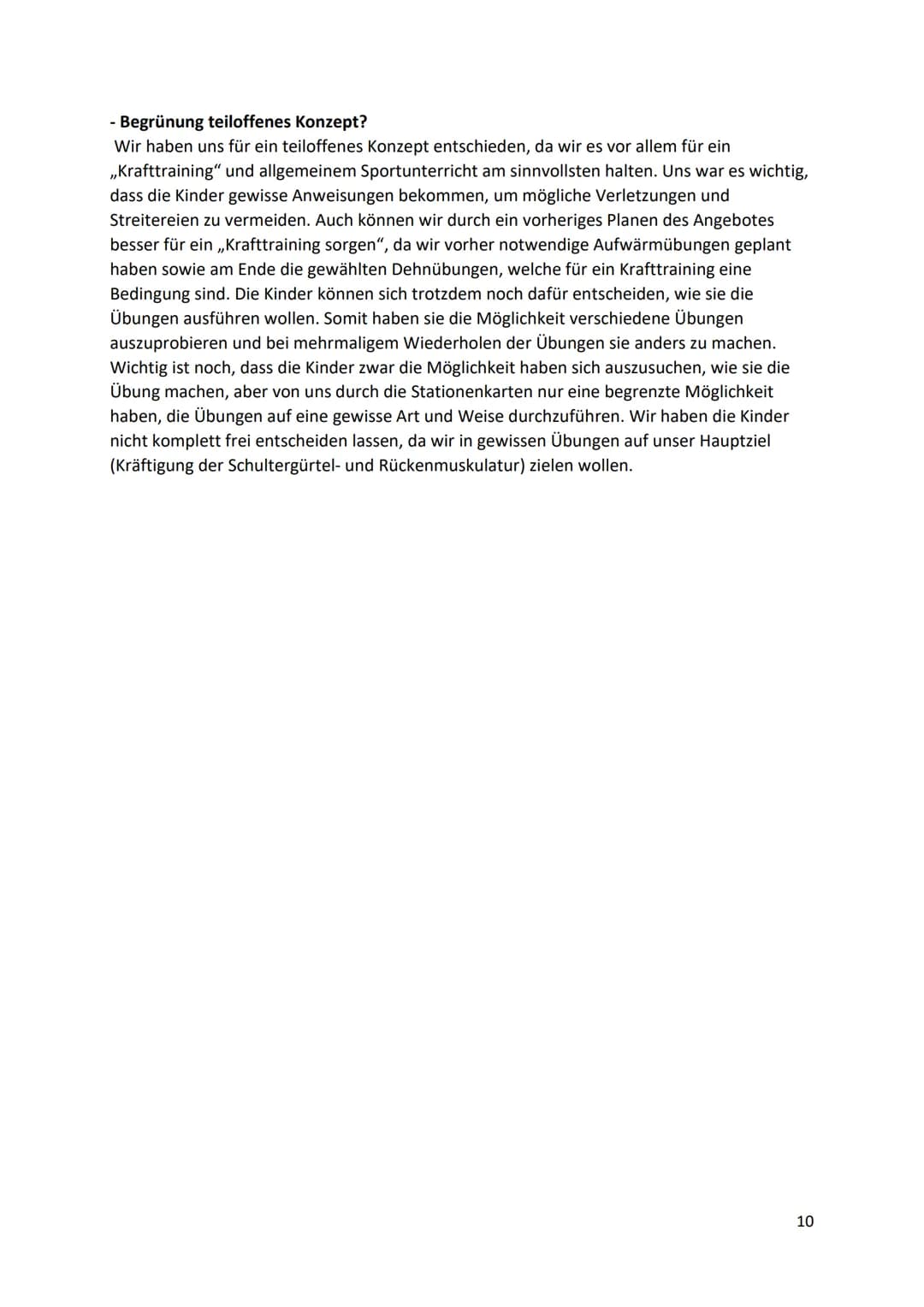 Bewegungsangebot zur Kräftigung der Schultergürtel- und
Rückenmuskulatur mittels Übungen im Rahmen eines Zirkeltrainings
Bewegungsangebot
Ze