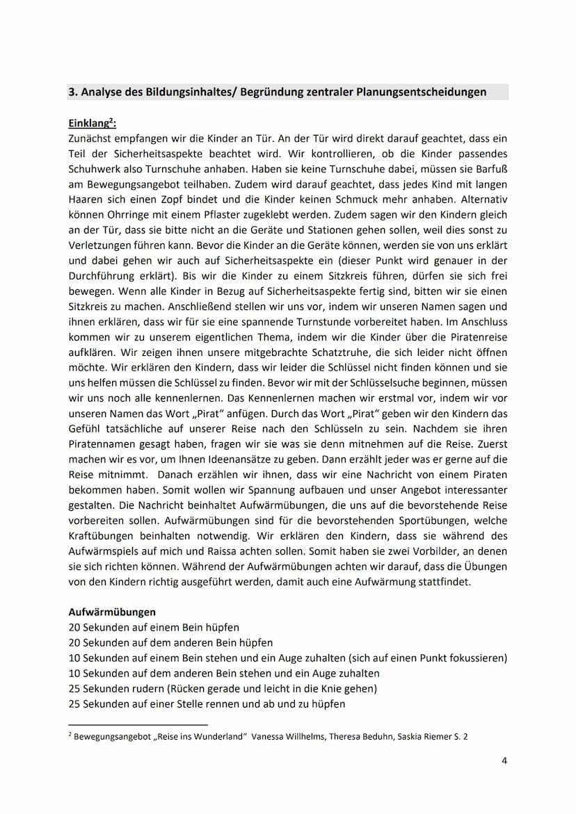 Bewegungsangebot zur Kräftigung der Schultergürtel- und
Rückenmuskulatur mittels Übungen im Rahmen eines Zirkeltrainings
Bewegungsangebot
Ze
