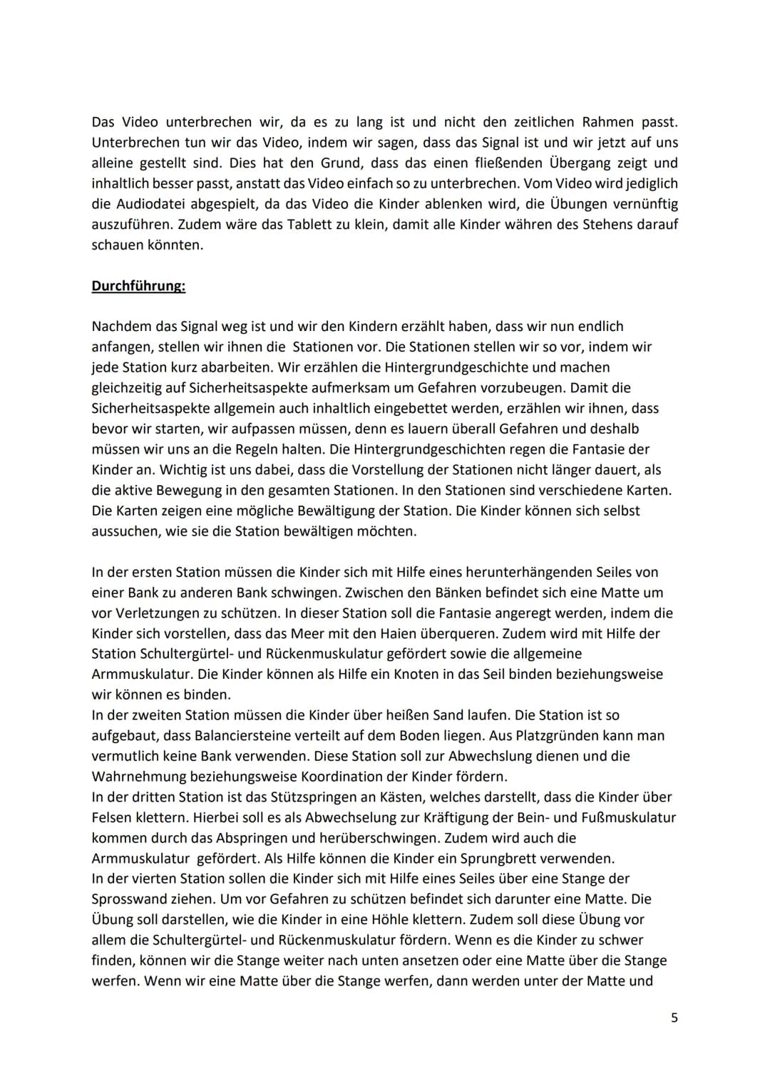 Bewegungsangebot zur Kräftigung der Schultergürtel- und
Rückenmuskulatur mittels Übungen im Rahmen eines Zirkeltrainings
Bewegungsangebot
Ze