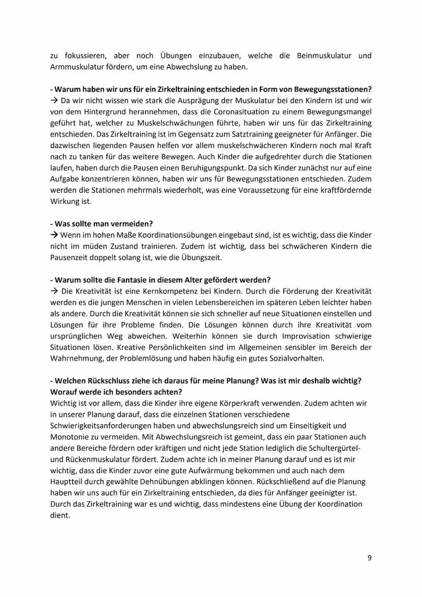 Bewegungsangebot zur Kräftigung der Schultergürtel- und
Rückenmuskulatur mittels Übungen im Rahmen eines Zirkeltrainings
Bewegungsangebot
Ze