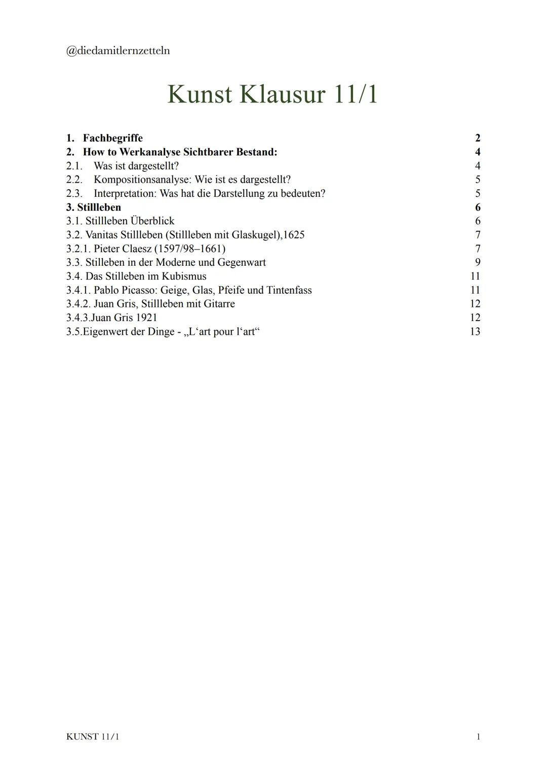@diedamitlernzetteln
Kunst Klausur 11/1
1. Fachbegriffe
2. How to Werkanalyse Sichtbarer Bestand:
2.1. Was ist dargestellt?
2.2. Komposition