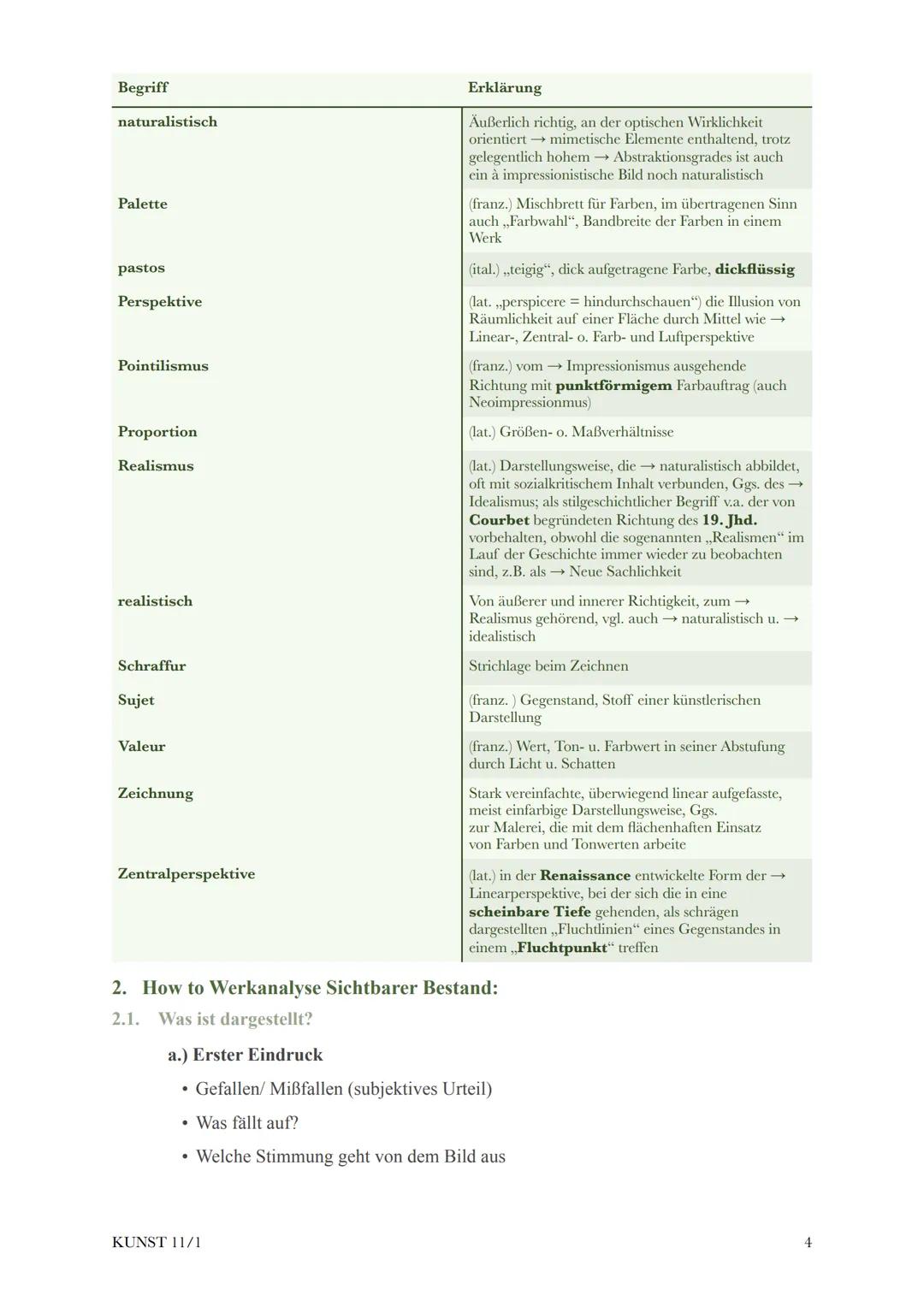 @diedamitlernzetteln
Kunst Klausur 11/1
1. Fachbegriffe
2. How to Werkanalyse Sichtbarer Bestand:
2.1. Was ist dargestellt?
2.2. Komposition