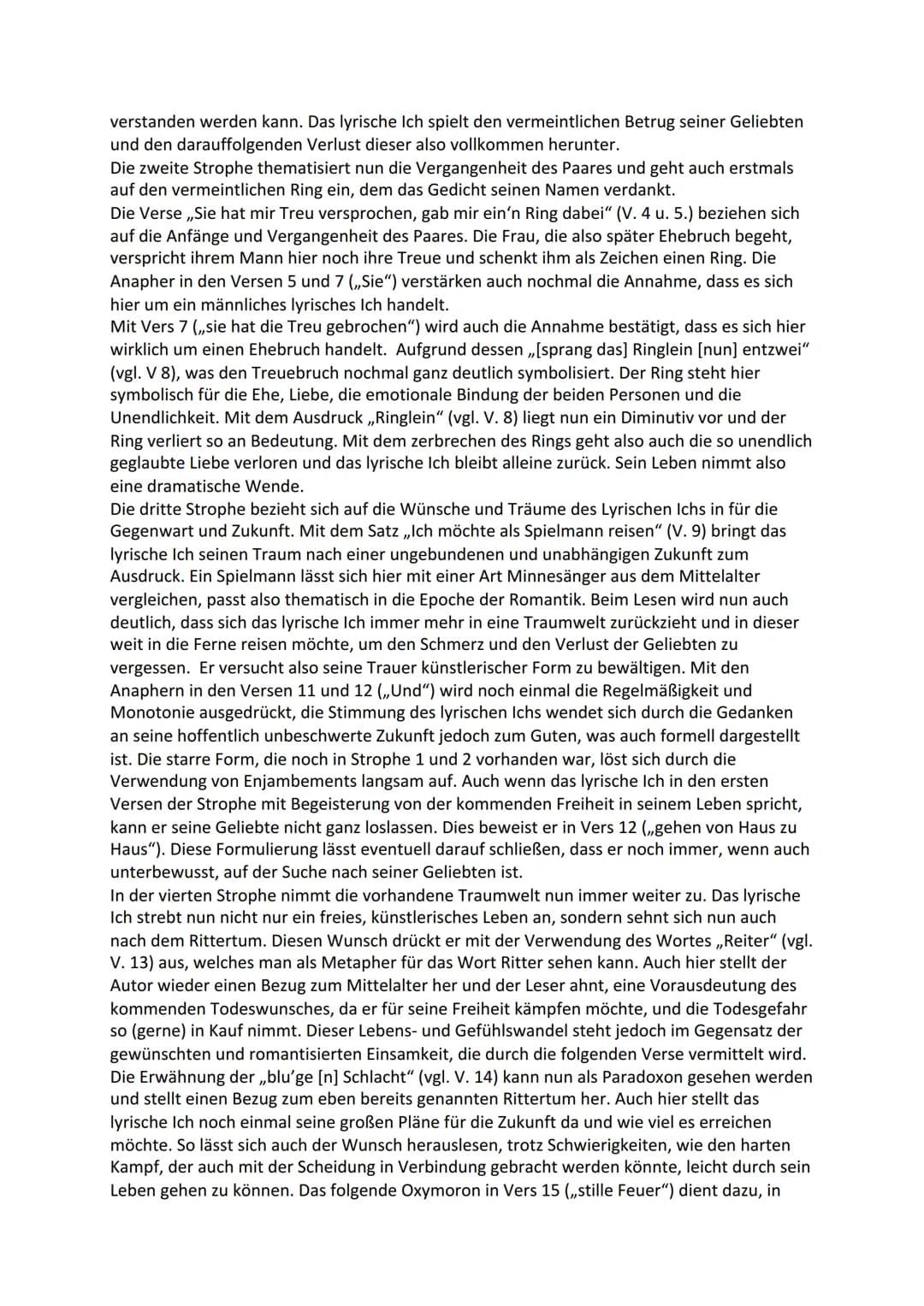 Gedichtinterpretation ,,Das zerbrochene Ringlein"
Das Gedicht,,das zerbrochene Ringlein" wurde von Joseph Freiherr von Eichendorff verfasst
