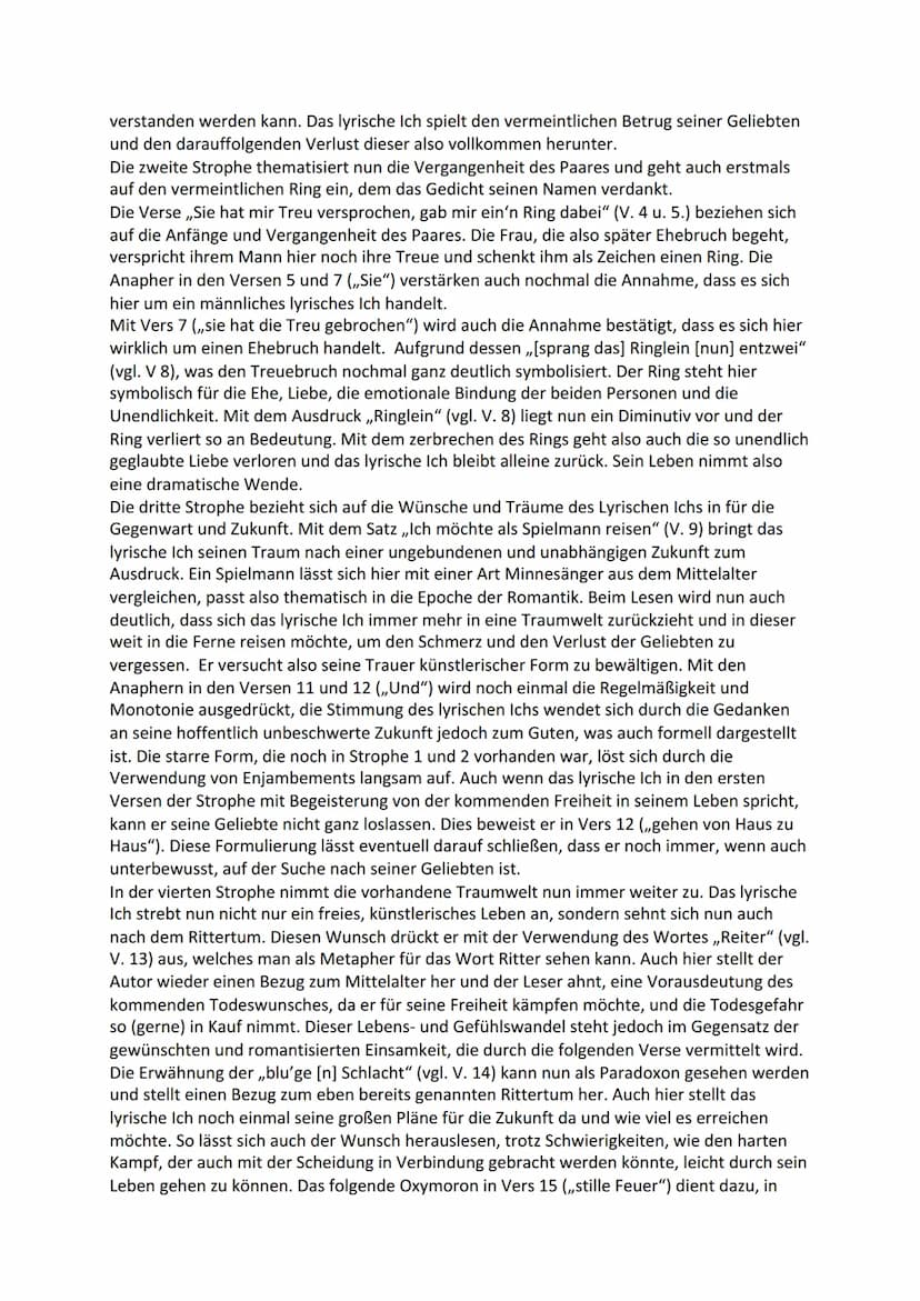 Gedichtinterpretation ,,Das zerbrochene Ringlein"
Das Gedicht,,das zerbrochene Ringlein" wurde von Joseph Freiherr von Eichendorff verfasst
