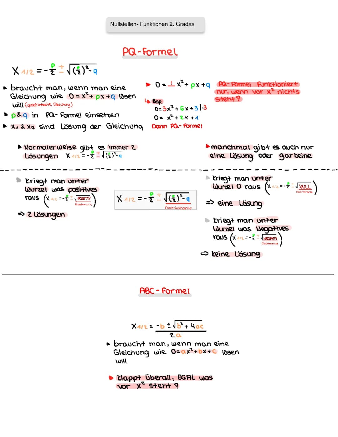 Nullstellen 2. Grades Bestimmen || PQ-Formel & ABC-Formel