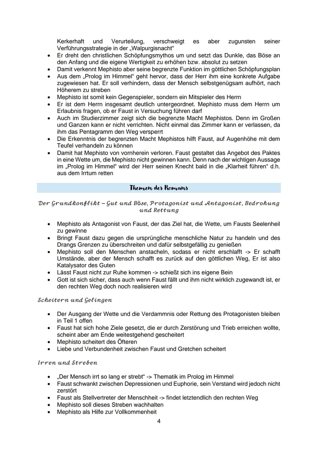 Inhaltsangabe
1. Figuren und Beziehungen
2. Hauptfigur - Mephisto
3. Themen
4. Faust- Menschenbild
5. Faust- Inhalt und Interpretation
6. Fa