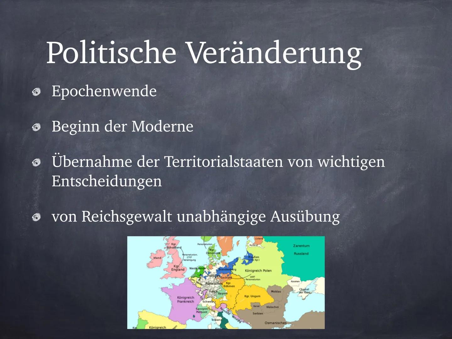 Veränderungen im 18. Jahrhundert
Politik:
Ausgangslage:
Reichsgewalt beim Kaiser
Parzellierung des Reichsgebiets
Absolutismus
Literatur:
Aus