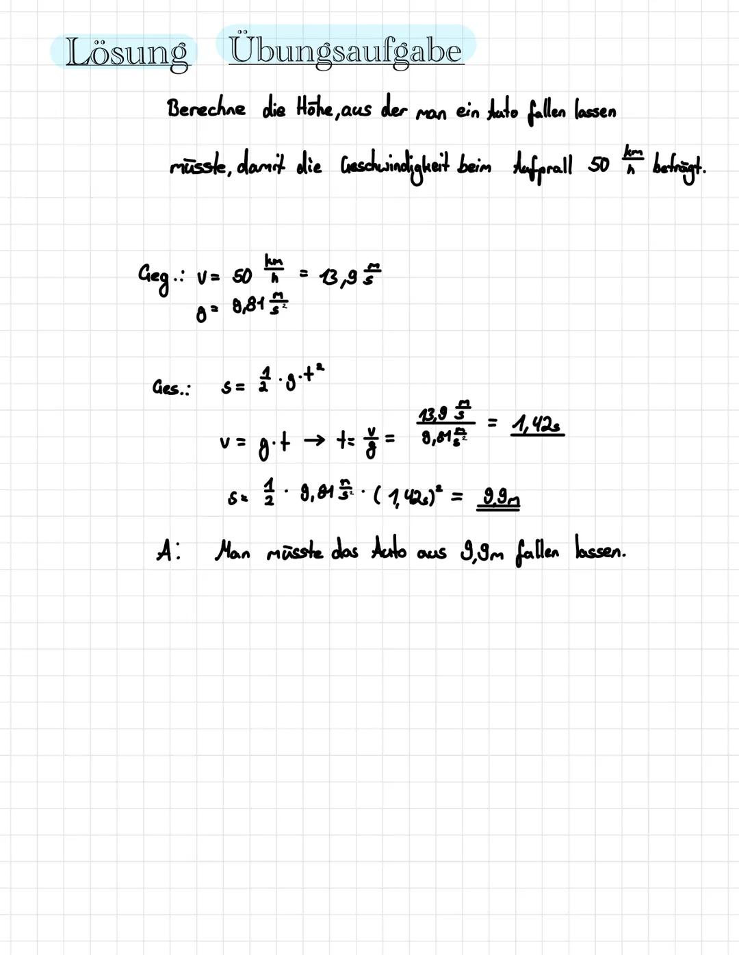 Der freie Fall
Egal, ob Frühstücksei, Schultasche oder Handy, jeder Körper fällt
auf den Boden, wenn man ihn lastässt.
Merka
Eine Fallbewegu
