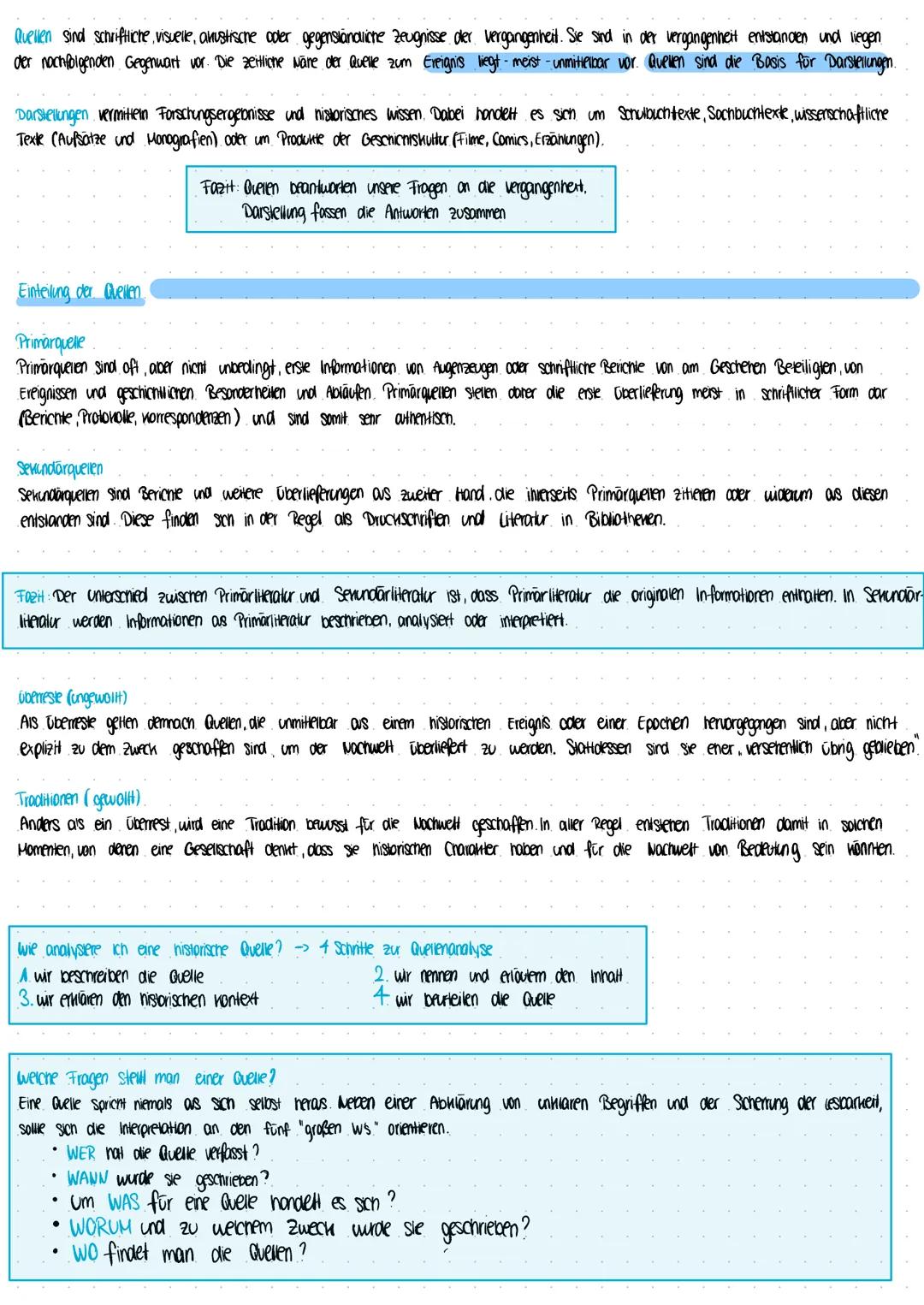 GESCHICHTE
Definition von Quellen: als historische Quellen bezeichnen wir im weitesten sinn alle Zeugnisse (überlieferungen), die über gesch