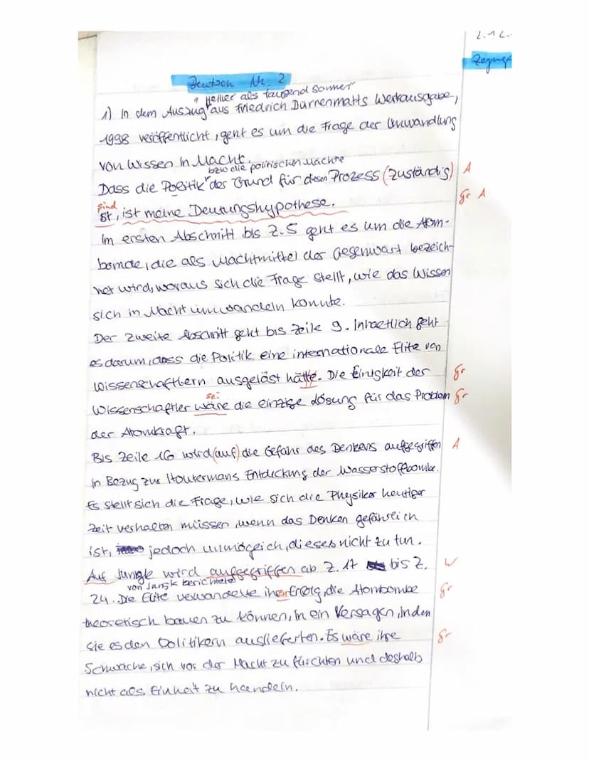 Aufgabenstellung:
1. Analysieren Sie den vorliegenden Auszug aus Friedrich Dürrenmatts Werkausgabe, indem
Sie den Text vorstellen, den Inhal