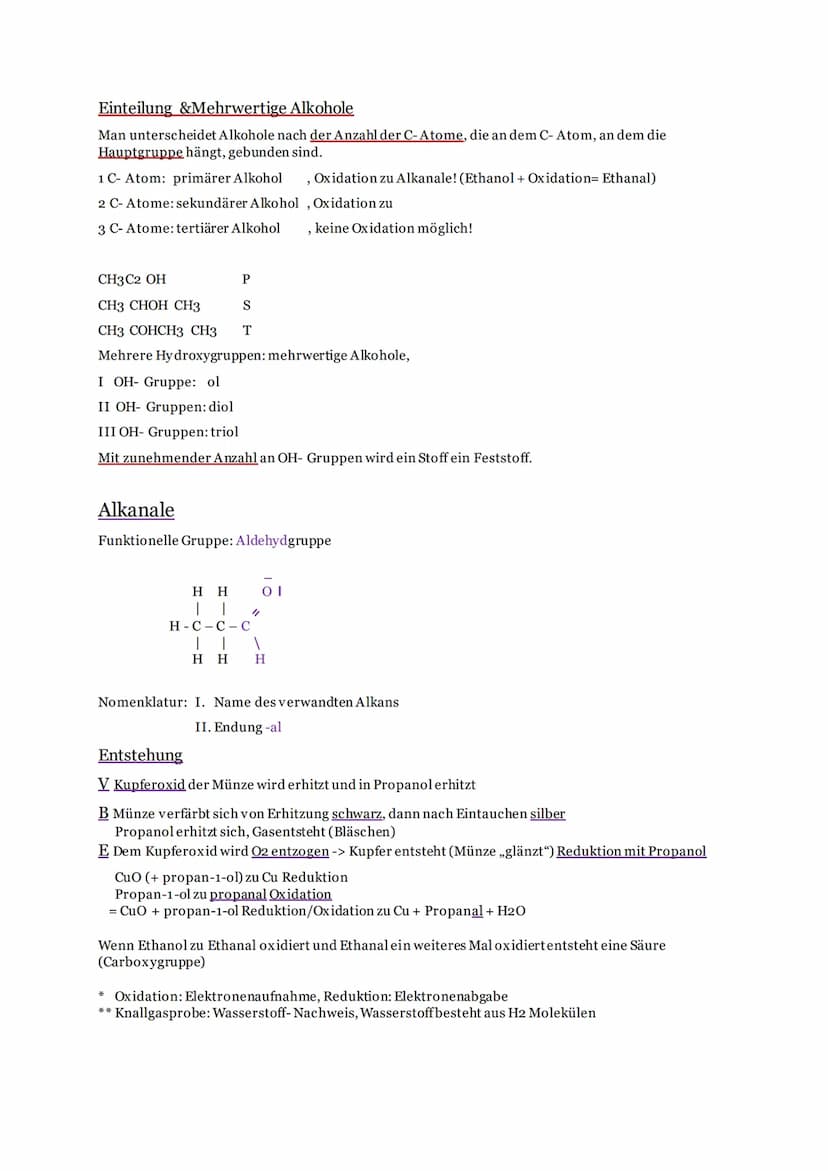 Chemie 10.2 / KA
Alkohole
Funktionelle Gruppe: Hydroxygruppe
HH
II
H-C-C-O-H
| |
H H
Nomenklatur: I. Name des verwandten Alkans
II. Anzahl d