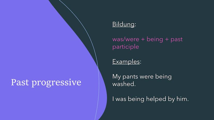 THE PASSIVE
Der Passiv im Englischen Simple present
Bildung:
am/is/are + past participle
Examples:
English is spoken in Australia.
The fries