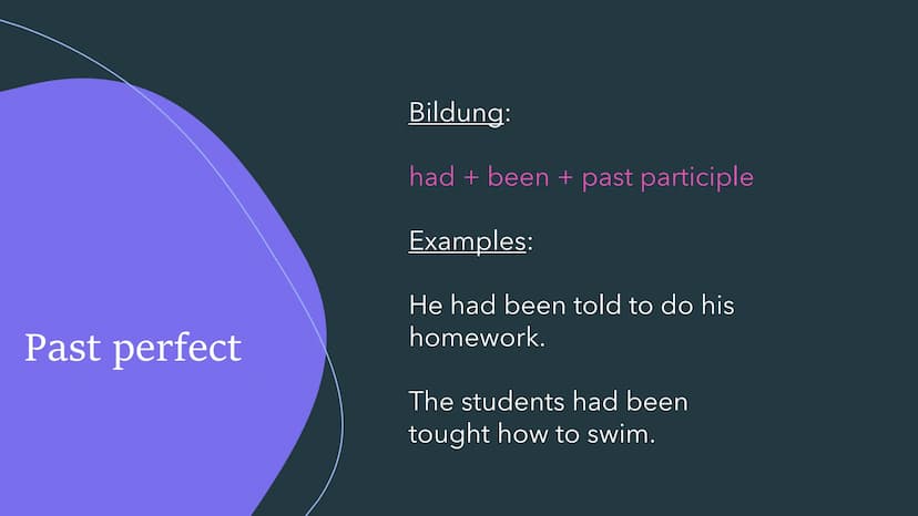 THE PASSIVE
Der Passiv im Englischen Simple present
Bildung:
am/is/are + past participle
Examples:
English is spoken in Australia.
The fries