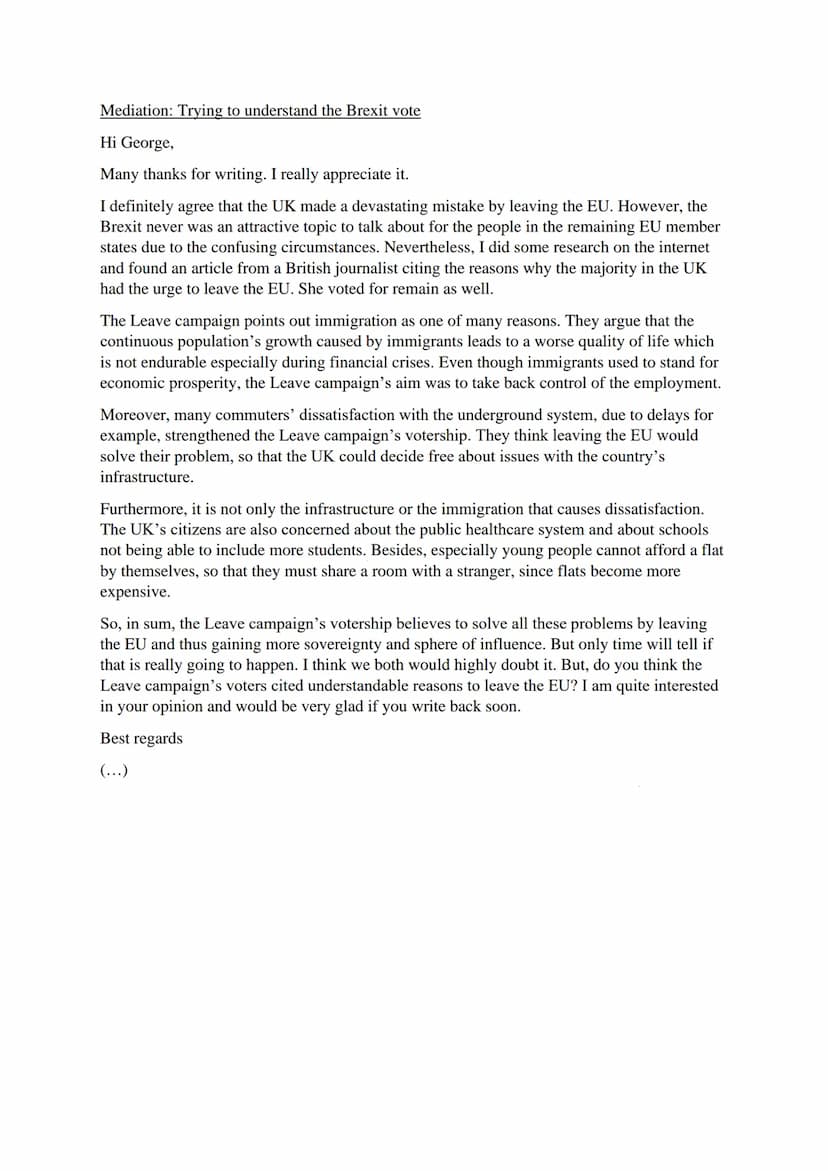 Mediation: Trying to understand the Brexit vote
Hi George,
Many thanks for writing. I really appreciate it.
I definitely agree that the UK m