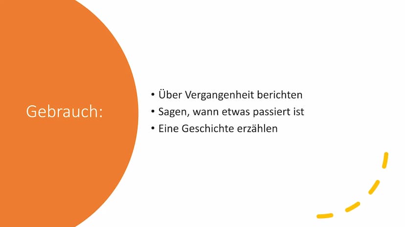 Simple past Gebrauch:
Über Vergangenheit berichten
Sagen, wann etwas passiert ist
Eine Geschichte erzählen Regelmäßige Verben
Bildung:
-ed w