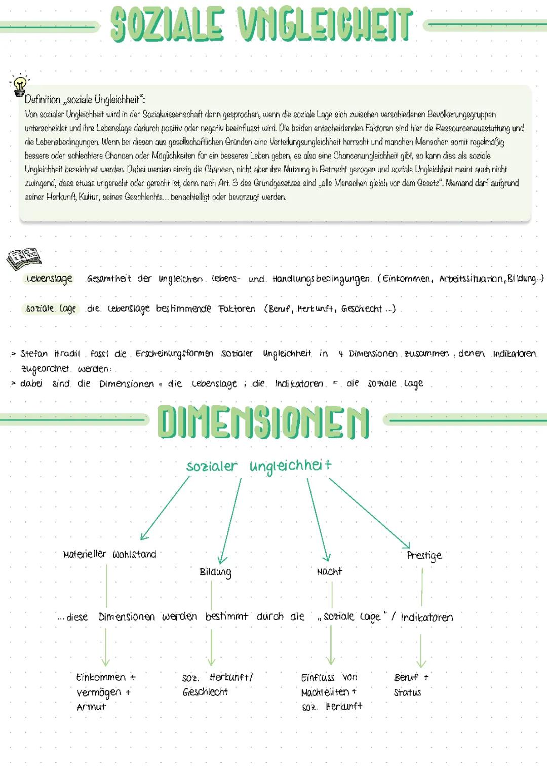 4 Dimensionen Sozialer Ungleichheit: Beispiele und Tabellen