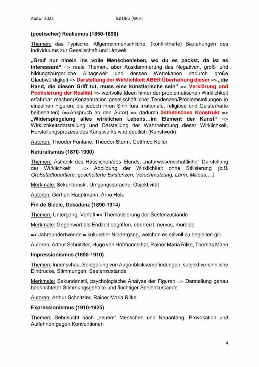 Abitur 2022
I. Rahmenthema 3: Literatur und Sprache um 1900 neue
Ausdrucksformen der Epik
Krise und Erneuerung des Erzählens:
●
E2 DEU (WLF)