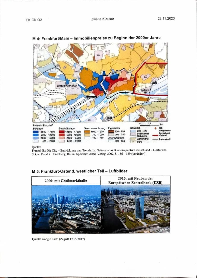 EK GK Q2 ( !
Name:
1 1
Zweite Klausur
23.11.2023
Thema: Aktuelle Tendenzen der Stadtentwicklung
Wandel städtischer Teilräume in europäischen