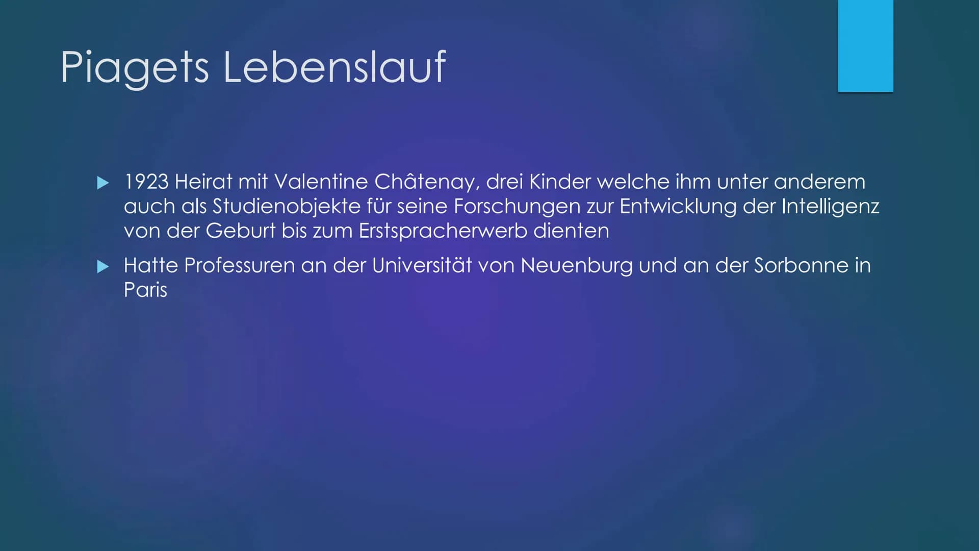 Das Stufenmodell der
kognitiven Entwicklung
nach Jean Piaget
IST SEINE THEORIE DER ENTWICKLUNGSSTUFEN VERTRETBAR? Gliederung
Allgemeine Info