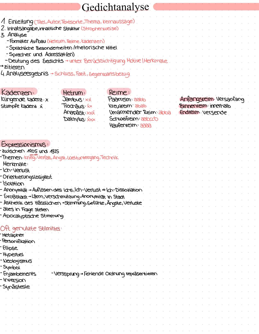 1. Einleitung (Titel, Autor,Textsorte, Thema, kemaussage)
2. Inhatsangabe, inhaltliche Struktur (Strophenweise)
3. Analyse
-Formaler Aufbau 