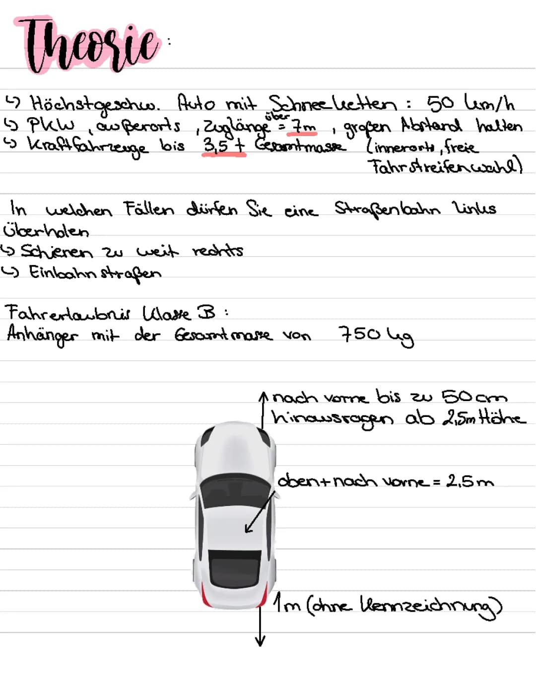 Fahrschule Theorie und Praxis: Kompletter Lernzettel