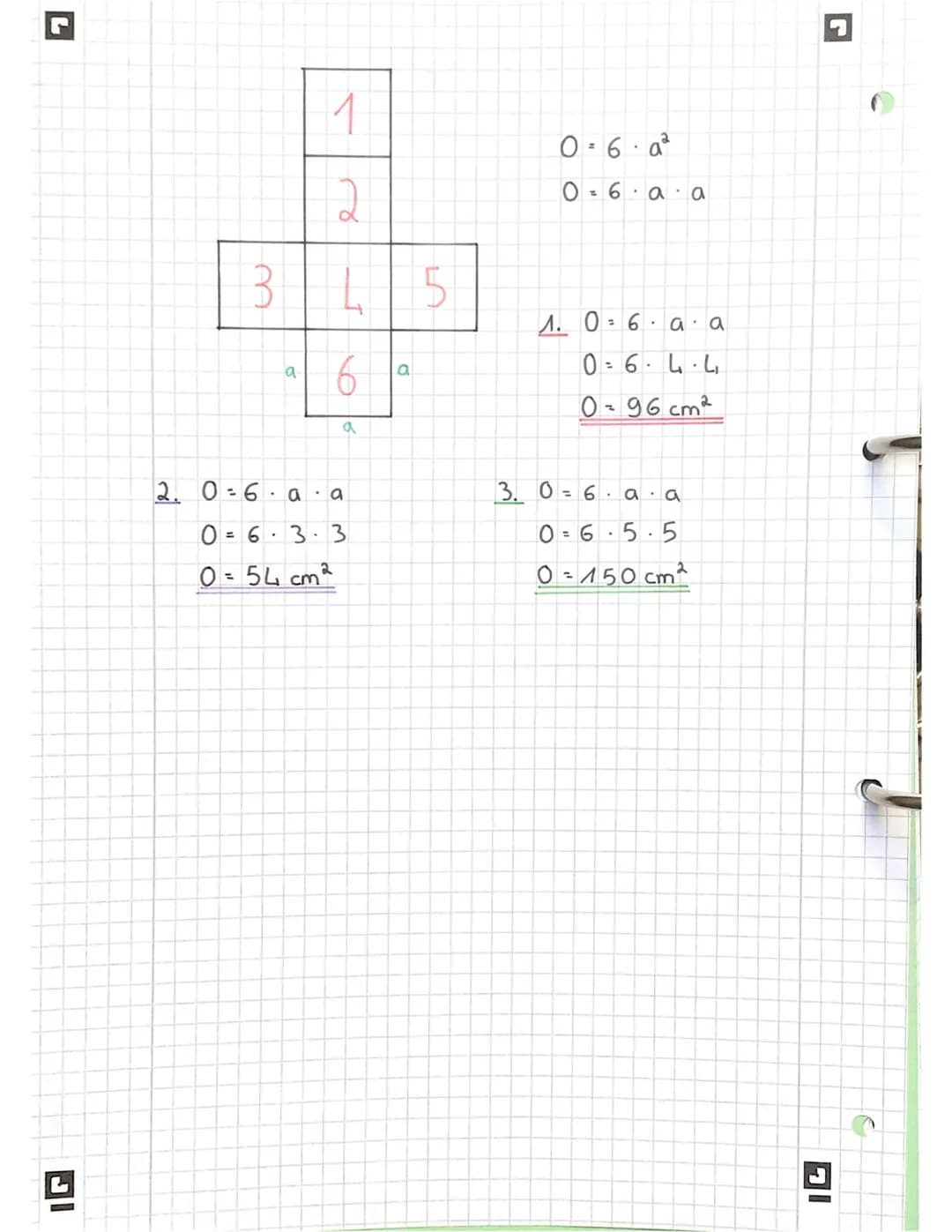 7
L
3.
Flachenberechnung
Würfel
a
a
a
a
la
V = aa a
4.4.4
V=64cm³
a
V=a³
V = aa a
A. Va a a
V = 5
-5-5
V=252-5
V=125 cm³
2. Va a a
V=3.3.3
3
