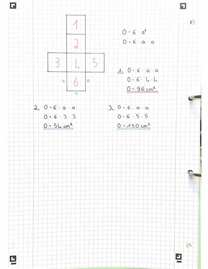 7
L
3.
Flachenberechnung
Würfel
a
a
a
a
la
V = aa a
4.4.4
V=64cm³
a
V=a³
V = aa a
A. Va a a
V = 5
-5-5
V=252-5
V=125 cm³
2. Va a a
V=3.3.3
3