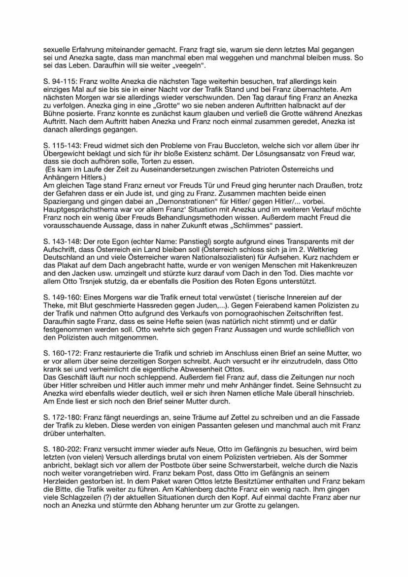 Der Trafikant - Zusammenfassung
Anmerkung: Die Zusammenfassung setzt sich aus meinen Notizen während des Lesens
zusammen. Es enthält vereinz