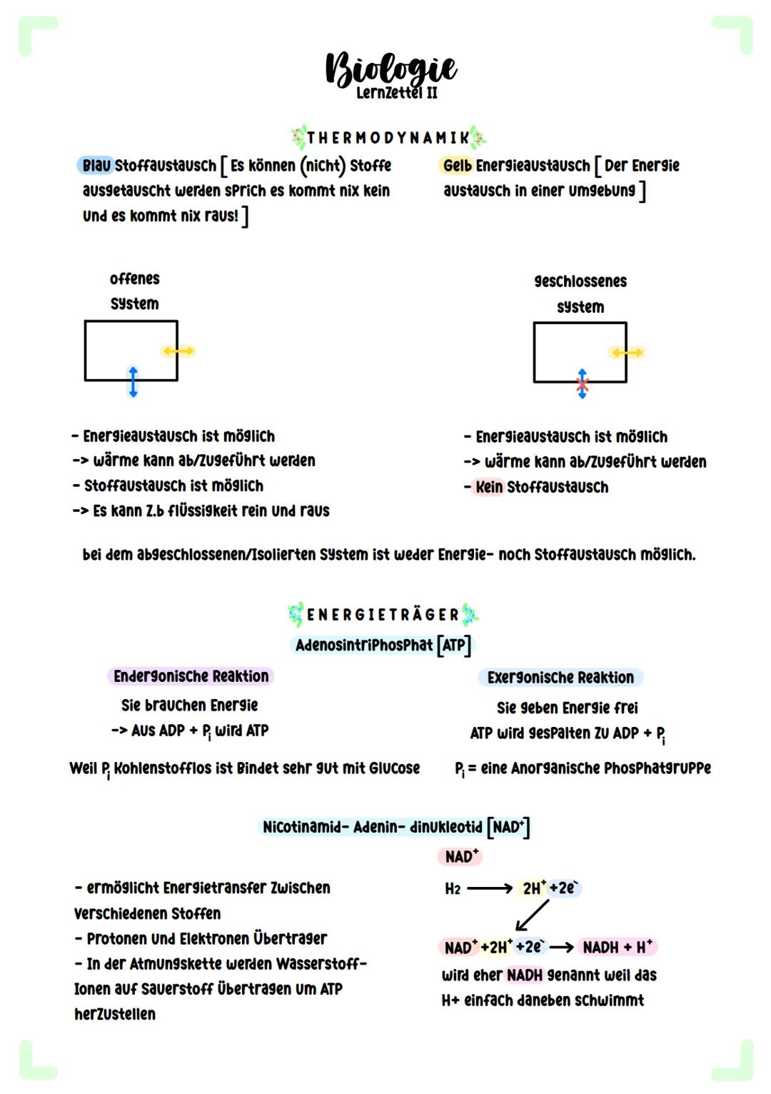 # Biologie
Zellatmung # Biologie
Lernzettel I

COFAKTOREN

Neben einem Substrat brauchen Viele Enzyme
auch vergleichsweise kleinere Moleküle