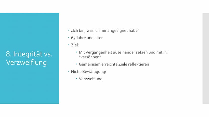 Erik H. Erikson
Das Stufenmodell der psychosozialen
Entwicklung Allgemeines
• ,,Die Konflikte eines Menschen repräsentieren, wie er wirklich