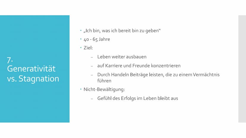 Erik H. Erikson
Das Stufenmodell der psychosozialen
Entwicklung Allgemeines
• ,,Die Konflikte eines Menschen repräsentieren, wie er wirklich