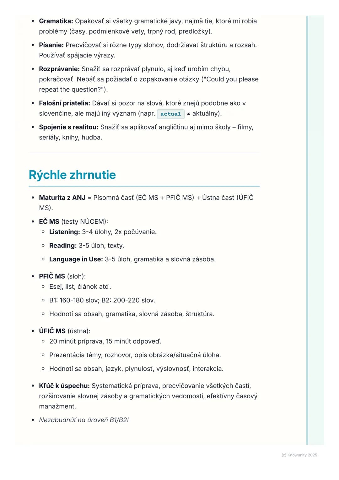 # Štruktúra a Požiadavky
Maturitnej Skúšky

Prehľad / úvod

Takže, maturita z angličtiny je pred nami a je super dôležité vedieť, čo nás
čak