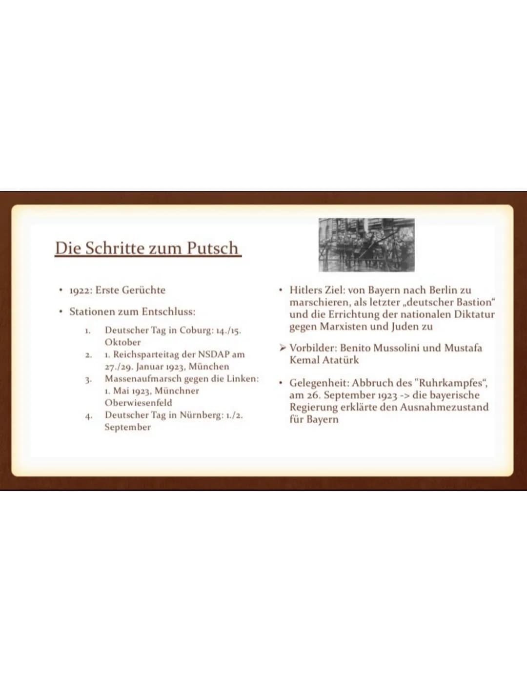 Der Hitlerputsch
(Hitler-Ludendorff-Putsch)
1923
STOSSTRUPP HITLER
MÜNCHEN
Vor Inhaltsverzeichnis
I. Definition ,,Putsch"
II. Schritte zum P