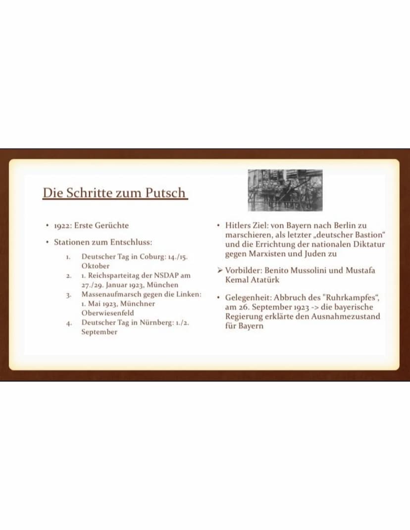 Der Hitlerputsch
(Hitler-Ludendorff-Putsch)
1923
STOSSTRUPP HITLER
MÜNCHEN
Vor Inhaltsverzeichnis
I. Definition ,,Putsch"
II. Schritte zum P