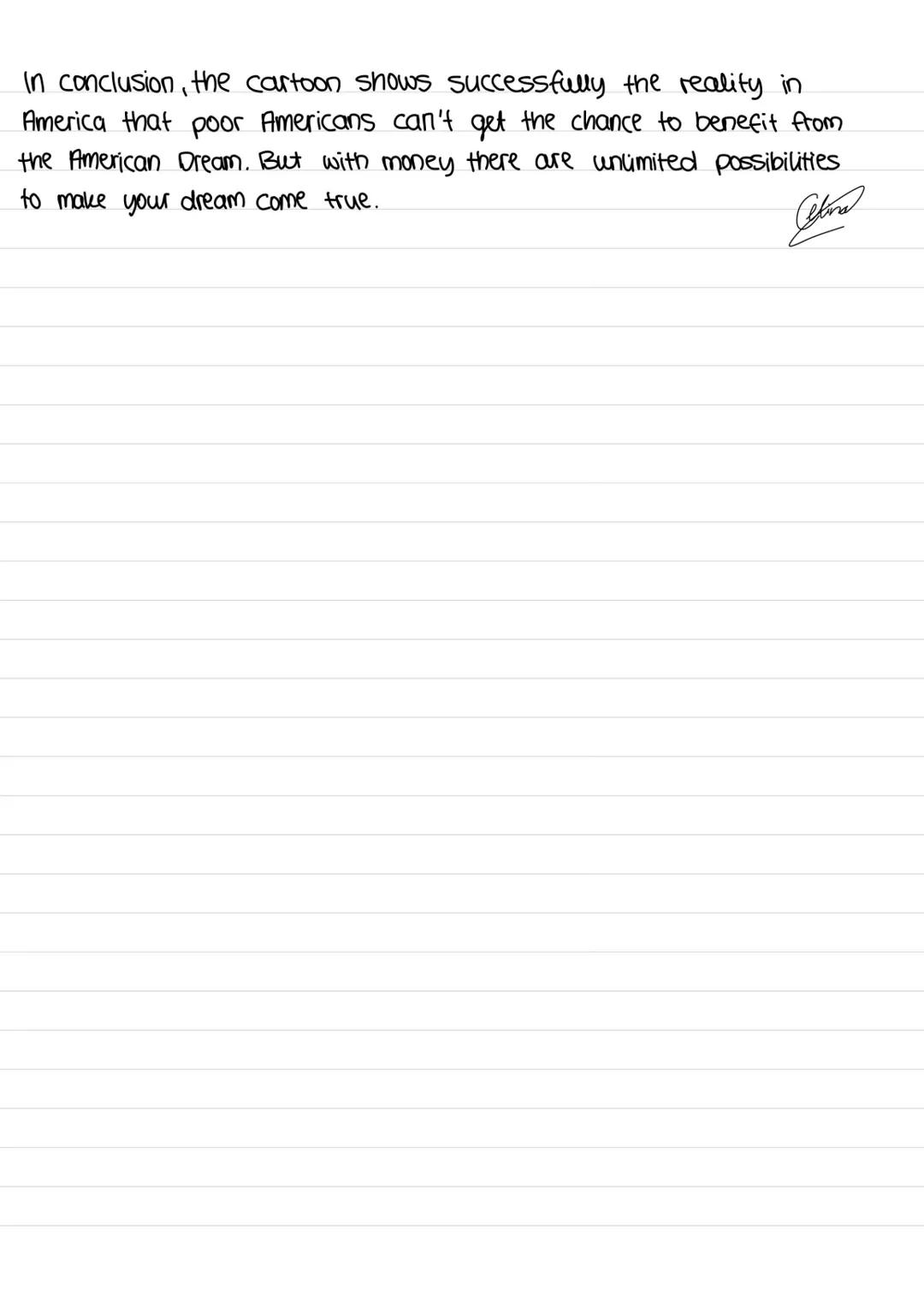 # CARTOON ANALYSIS: THE AMERICAN DREAM

AMERICAN DREAM

The cartoon painted by Greenberg was
published 2001 and is about the American
Dream.