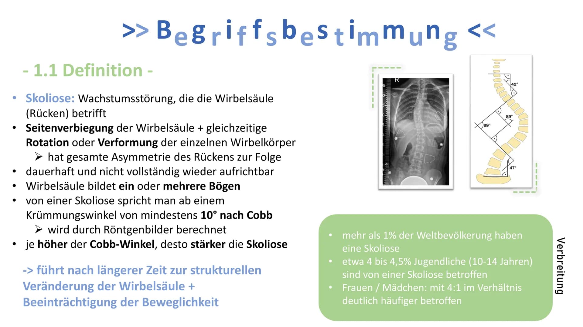 Skoliose -Korsettbehandlung
eine Erfolgsgeschichte? R
BS
1 Begriffsbestimmung
1.1
Definition
1.2 Beschreibung
2 Krankheitsbild
2.1 Ursachen
