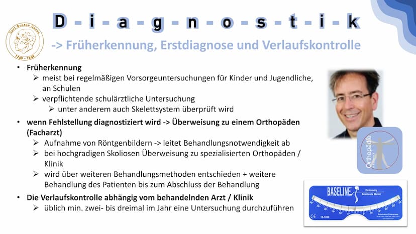 Skoliose -Korsettbehandlung
eine Erfolgsgeschichte? R
BS
1 Begriffsbestimmung
1.1
Definition
1.2 Beschreibung
2 Krankheitsbild
2.1 Ursachen
