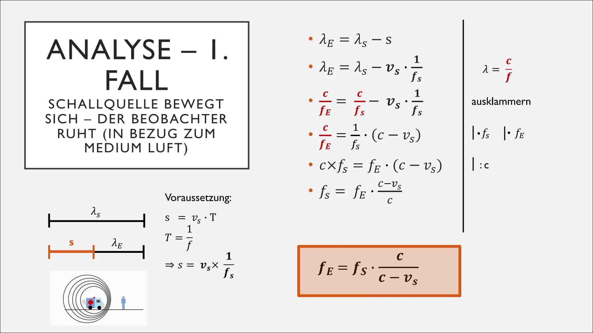   DOPPLEREFFEKT
Physik-GFS J2, Valentina Arnold ●
●
●
●
Definition/Erklärung
Akustischer Dopplereffekt
Analyse - 1. Fall: Schallquelle beweg