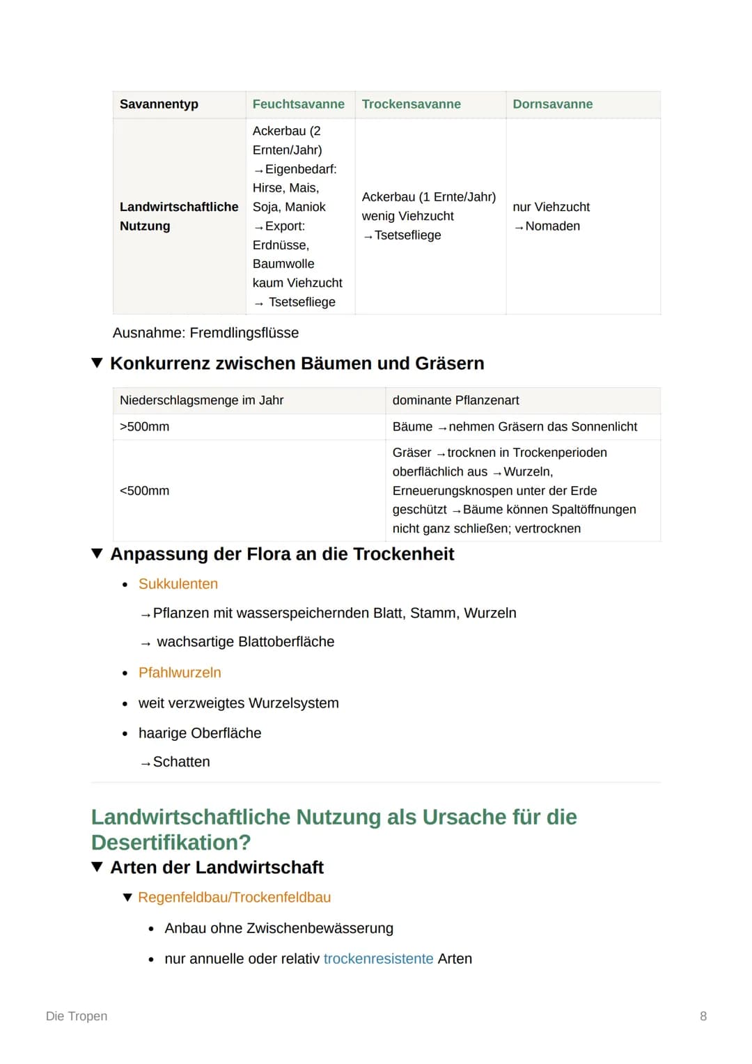 Die Tropen
Einteilung der Tropen
Immerfeuchte Tropen
Wechselfeuchte
(sommerfeuchte) Tropen
Trockene Randtropen
●
▼ Klima
Die Tropen
0° -10°
